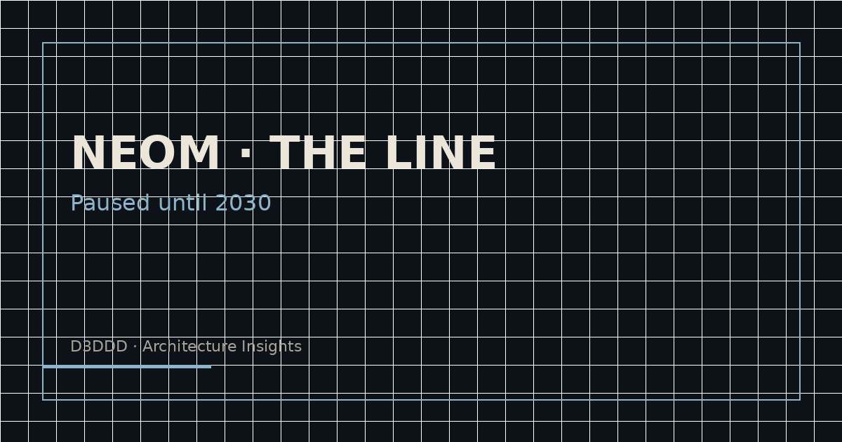 NEOM The Line editorial graphic — Paused until 2030
